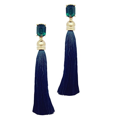 Moonstruck Thread Long Tassel Earring for Women & Girls (Emerald Green) - www.MoonstruckINC.com