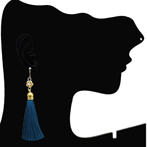 Moonstruck Gold Plated Thread Long Tassel Earring for Women & Girls (Turqoise) - www.MoonstruckINC.com