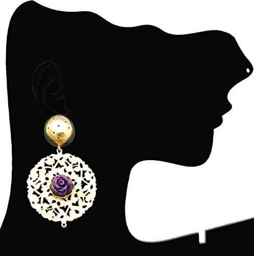 Moonstruck Gold Plated Rose Dangle Earrings (Purple & Gold) - www.MoonstruckINC.com