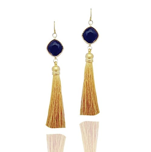 Moonstruck Thread Long Tassel Earring for Women & Girls (Black & Gold) - www.MoonstruckINC.com