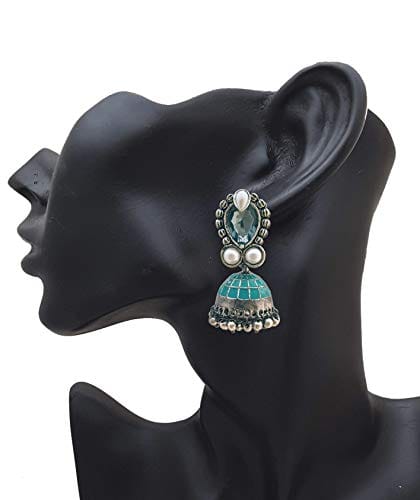 Moonstruck Oxidised Jhumkis Drop & Dangler Earring for Women Traditional(Green) - www.MoonstruckINC.com