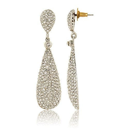 Moonstruck Silver Diamond Metal Dangle Drop Earrings For Women - www.MoonstruckINC.com