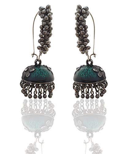 Saanvi Light Weight Oxidised Jhumka Earrings