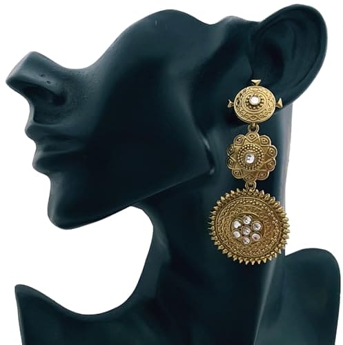 Moonstruck Antique Golden Traditional Ethnic Earrings For Women - www.MoonstruckINC.com