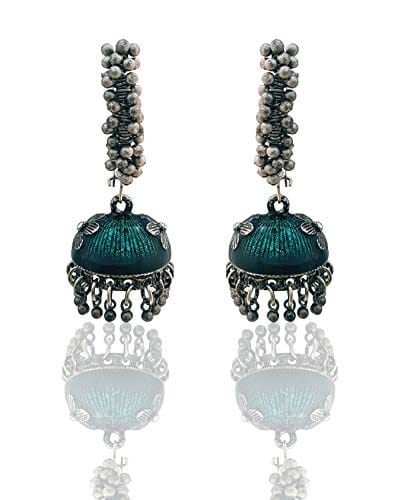 Brass Eivri Green Oxidized Jhumka Earring, For Jewelry, Size: 5 X 3 cm at  Rs 240/pair in Jaipur