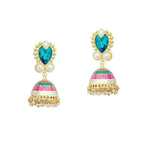 Moonstruck Non-Precious Metal Jhumki For Women ( Green ) - www.MoonstruckINC.com