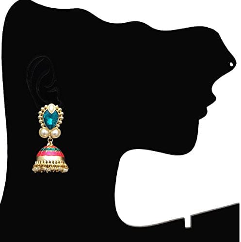 Moonstruck Non-Precious Metal Jhumki For Women ( Green ) - www.MoonstruckINC.com