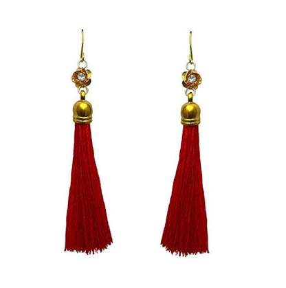 Moonstruck Gold Plated Red Thread Long Tassel Earring for Women & Girls - www.MoonstruckINC.com