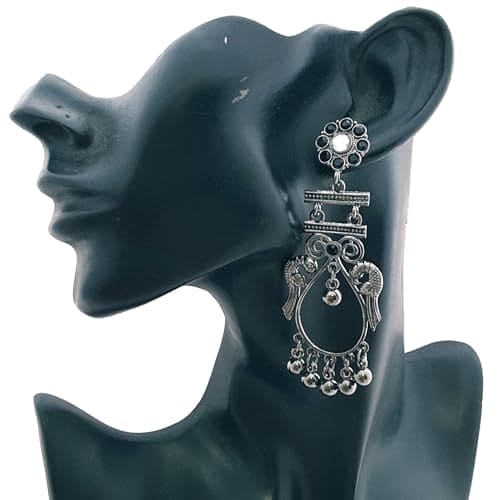 Moonstruck Oxidised Traditional Ethnic Earrings For Women (Black) - www.MoonstruckINC.com