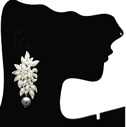 Moonstruck Flower Stud Earring with Pearl (Grey) - www.MoonstruckINC.com
