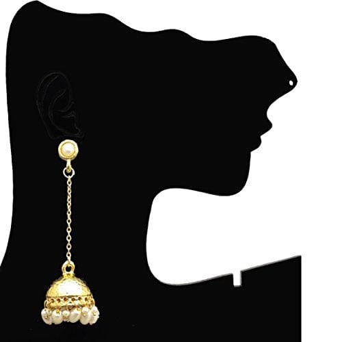 Moonstruck Gold Pearl Jhumkas Drop & Dangler Earring for Women Traditional - www.MoonstruckINC.com
