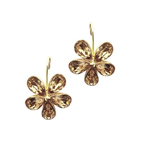 Moonstruck gold floral hook earrings (Champagne) - www.MoonstruckINC.com