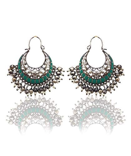 Yaari Collections Silver Oxidised Chand Bali - Yaari Collections