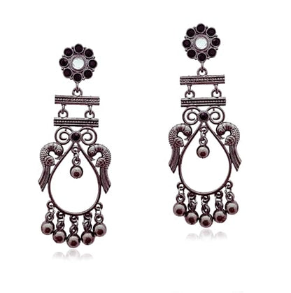 Moonstruck Oxidised Traditional Ethnic Earrings For Women (Black) - www.MoonstruckINC.com