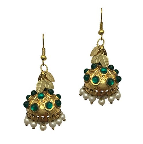 Moonstruck Emrald Pearl Danglers Jhumki Earring for Women Traditional - www.MoonstruckINC.com