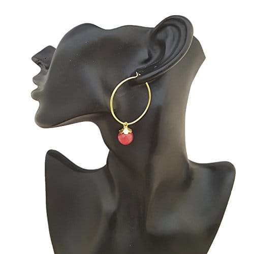 Moonstruck Gold Plated Hoop Earrings for Women (Pink) - www.MoonstruckINC.com