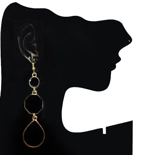 Simple black stones long earrings – Globus Fashions