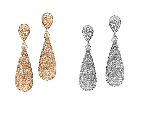 White crystal drop earrings by Dugri Style | The Secret Label
