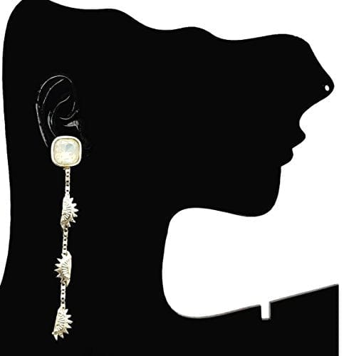 Moonstruck Gold Chain Dangle Earrings (White Opal) - www.MoonstruckINC.com