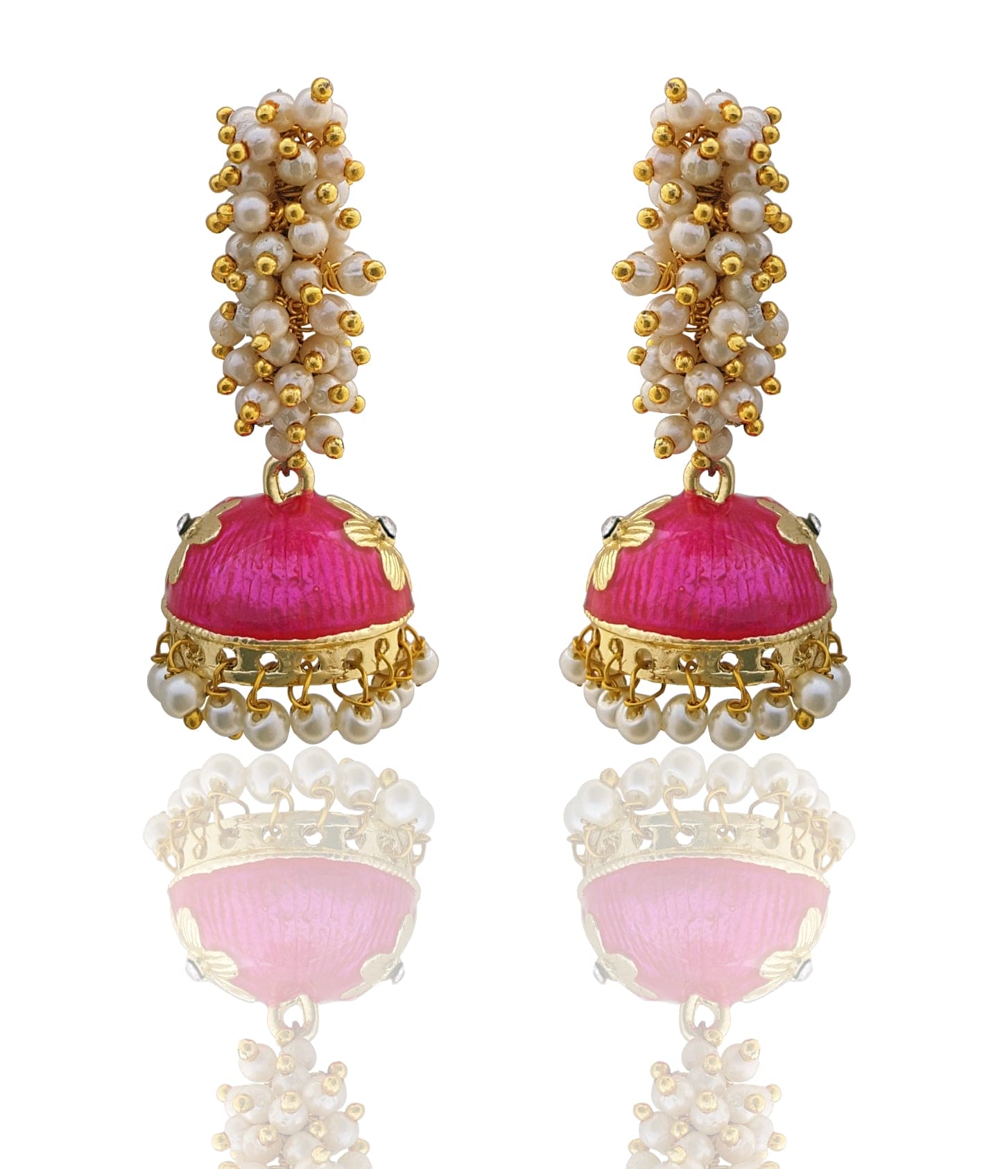 Moonstruck Girls/Women's Non-Precious Base Metal and Pearl Jhumki Earrings (Green) - www.MoonstruckINC.com