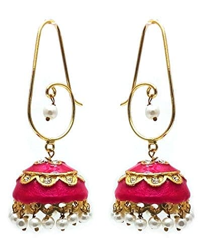 Moonstruck Pearl Pink Drop Dangler Traditional Ethnic Wear Jhumki Earring for Women - www.MoonstruckINC.com