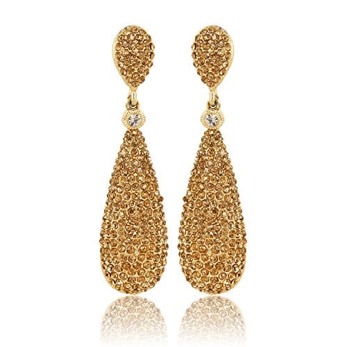 Moonstruck Golden Crystal Diamond Drop And Dangle Fashion Earrings For Women - www.MoonstruckINC.com