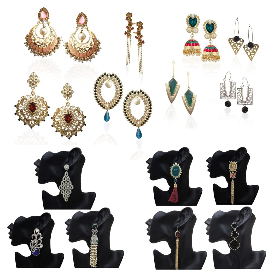 Moonstruck 15 Pairs Of Fashion Earrings Combo For Women Western & Traditional (Multicolour) - www.MoonstruckINC.com