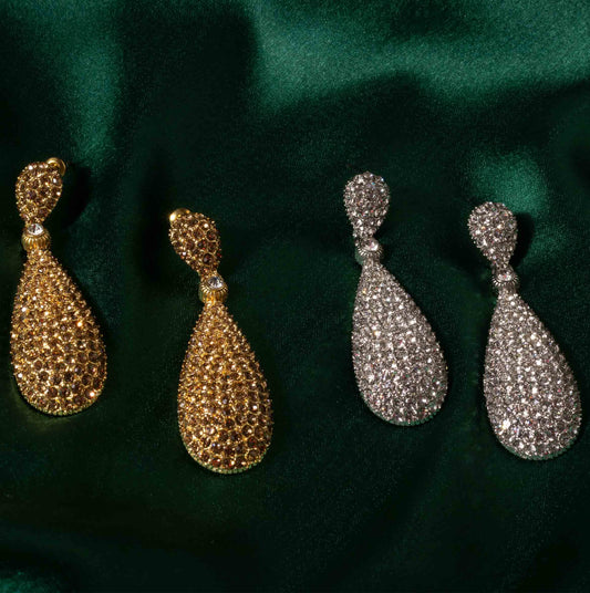 Moonstruck Combo Crystal Diamond Drop & Dangle Earrings for women (Rose Gold & Silver) - www.MoonstruckINC.com