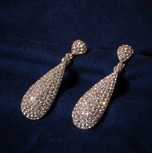 Moonstruck Silver Diamond Metal Dangle Drop Earrings For Women - www.MoonstruckINC.com