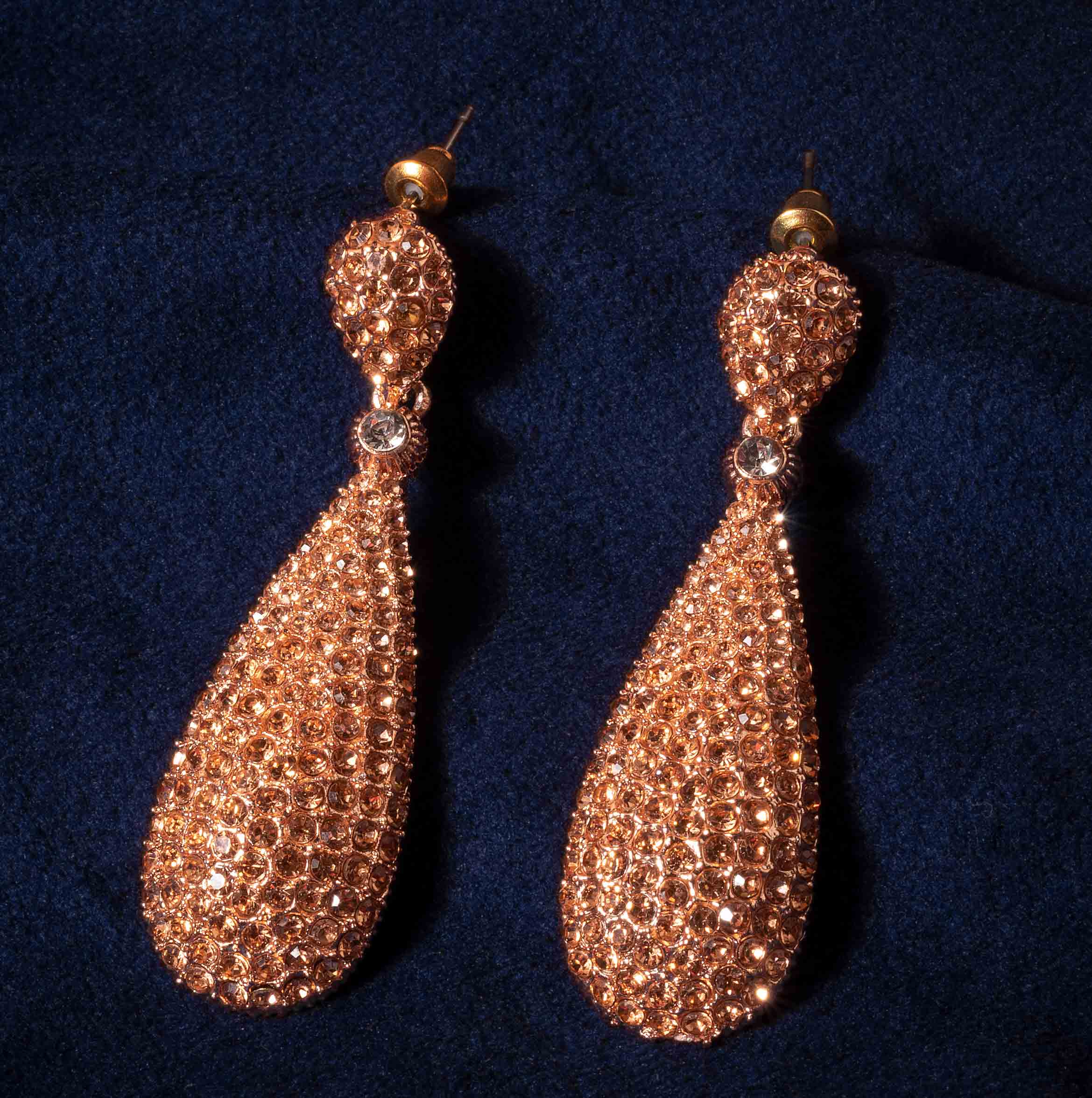 Priyaasi American Diamond Rose Gold Drop Earrings – That Jewelry Store