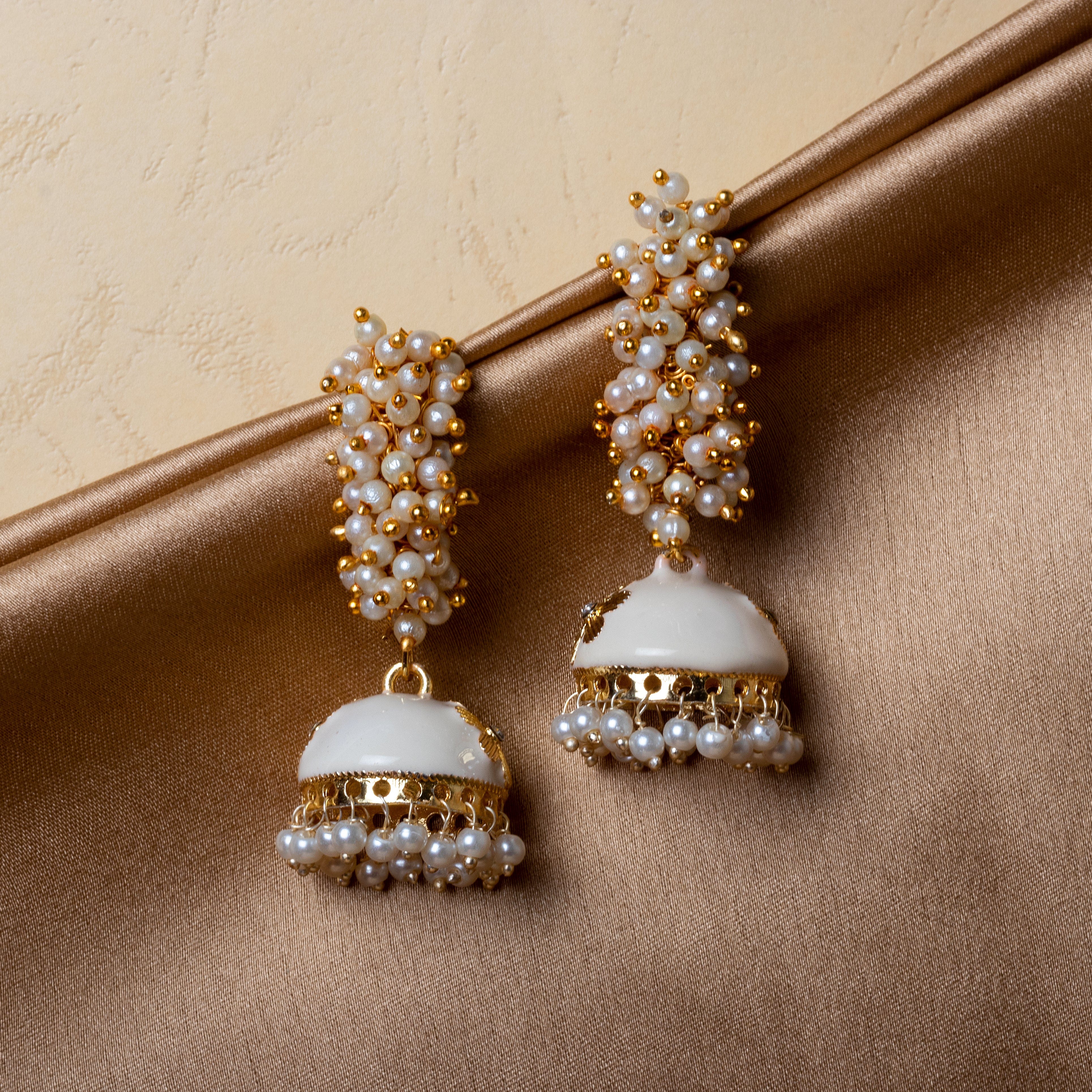 Sila AD Dome Shaped Jhumka Earrings | Indian Jewelry